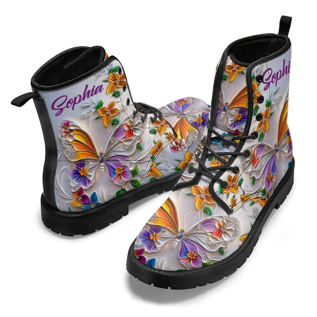 Walk With Faith - Personalized Butterfly Leather Boots Test