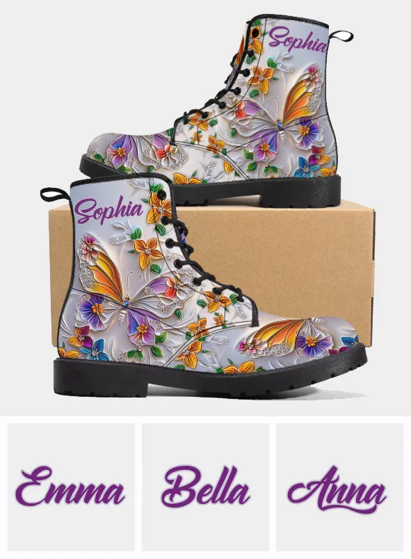 Walk With Faith - Personalized Butterfly Leather Boots Test
