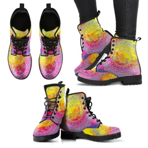 Watercolor Sun Mandala 5 Handcrafted Boots