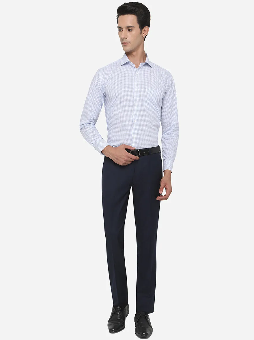 White & Blue Checked Regular Fit Formal Shirt | JadeBlue