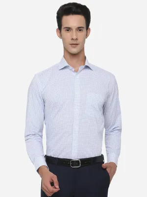 White & Blue Checked Regular Fit Formal Shirt | JadeBlue