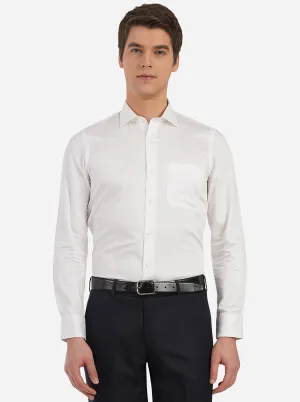 White Dobby Slim Fit Formal Shirt | JadeBlue
