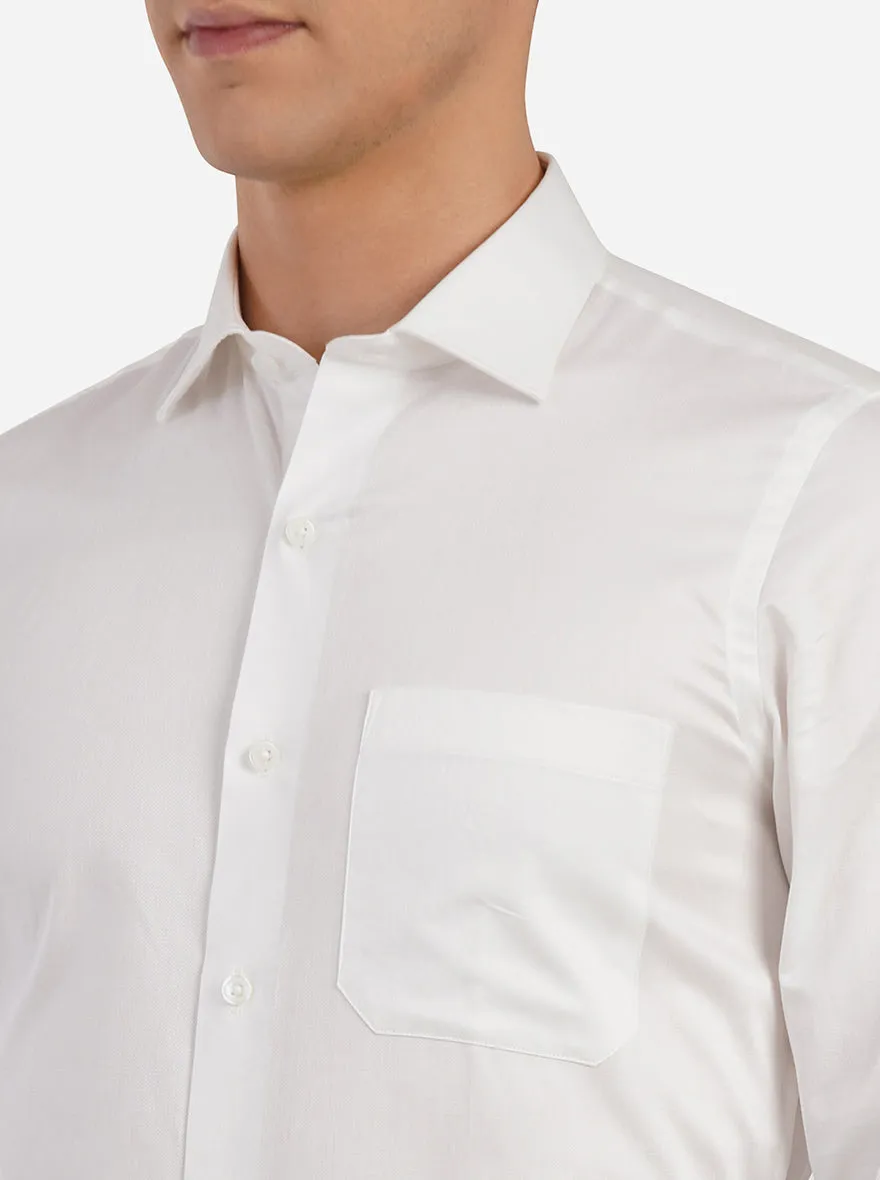 White Dobby Slim Fit Formal Shirt | JadeBlue