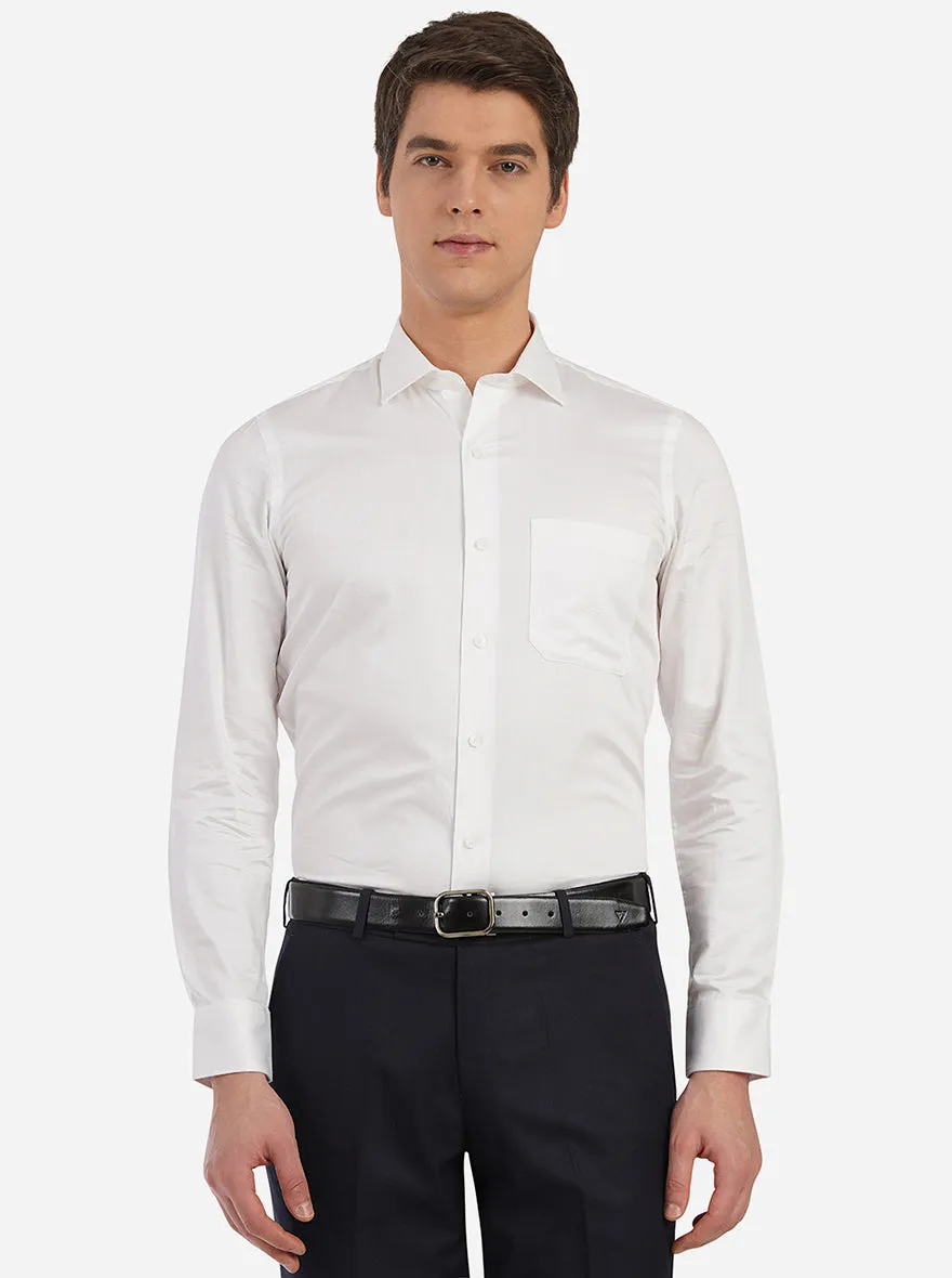 White Dobby Slim Fit Formal Shirt | JadeBlue