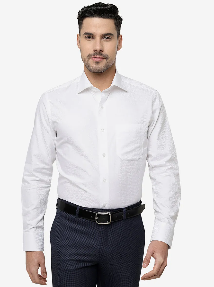 White Solid Slim Fit Formal Shirt | Metal