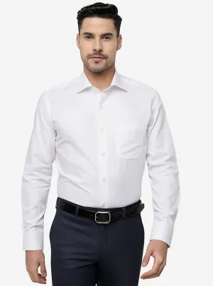 White Solid Slim Fit Formal Shirt | Metal