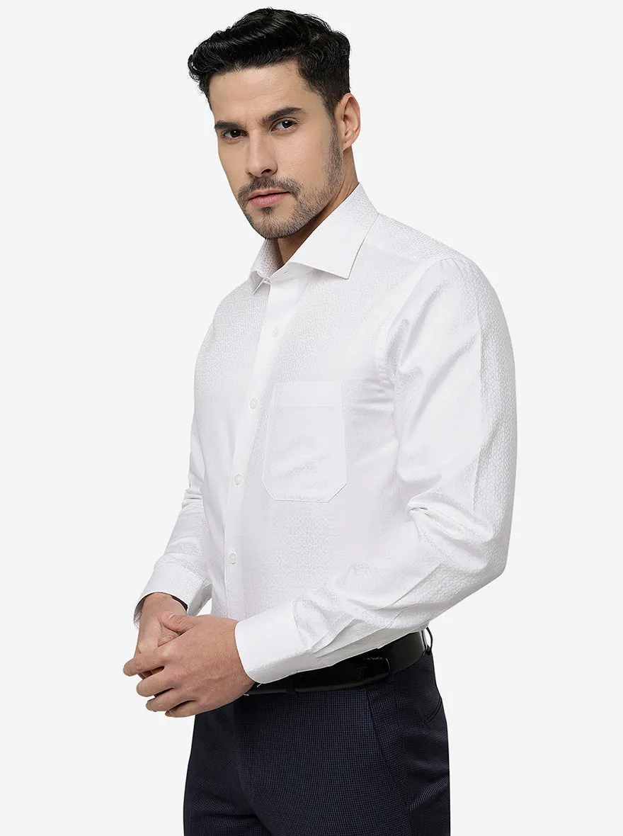 White Solid Slim Fit Formal Shirt | Metal