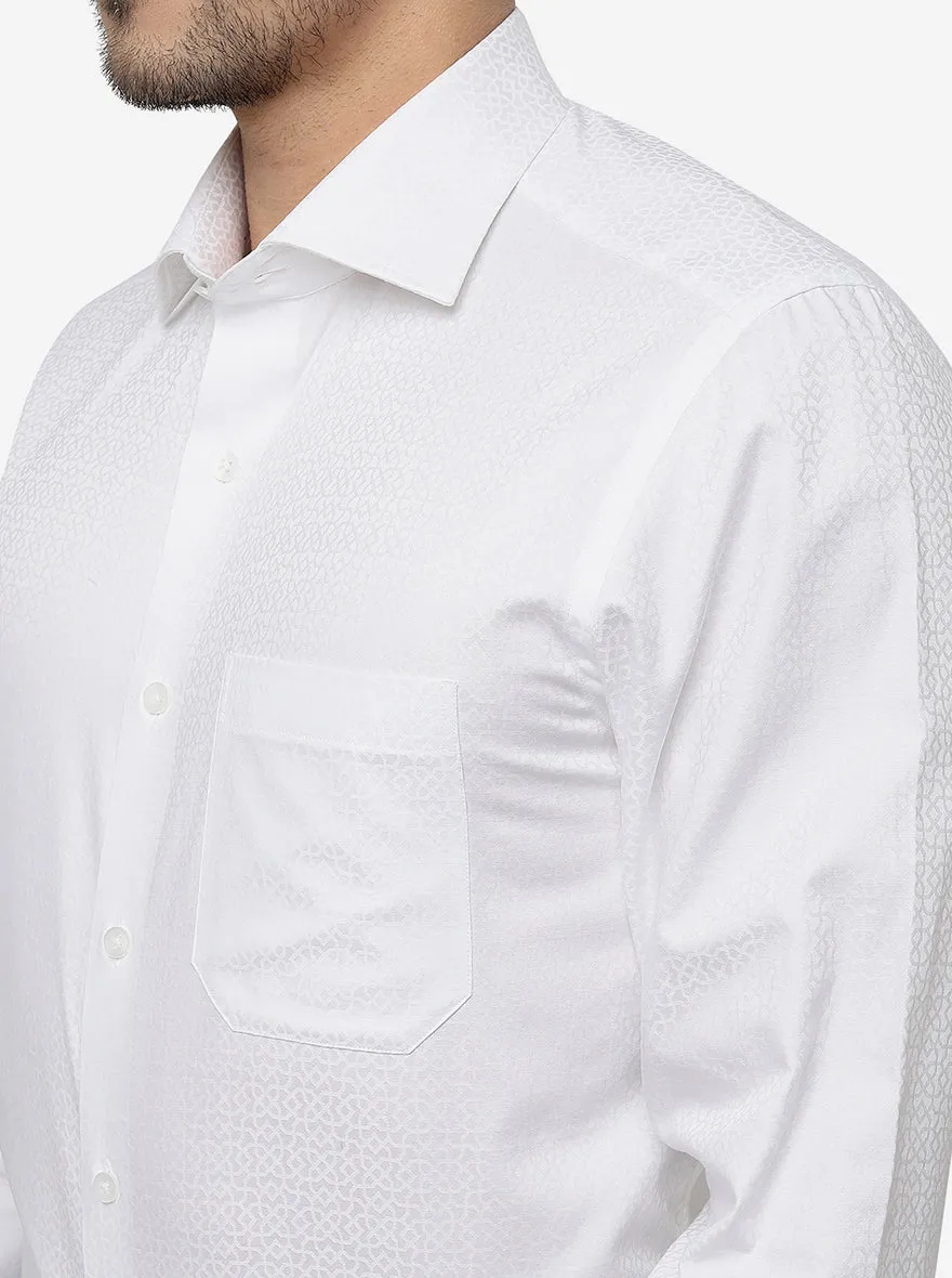 White Solid Slim Fit Formal Shirt | Metal