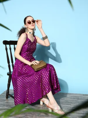 Wine Gold Small Boota Long Dress