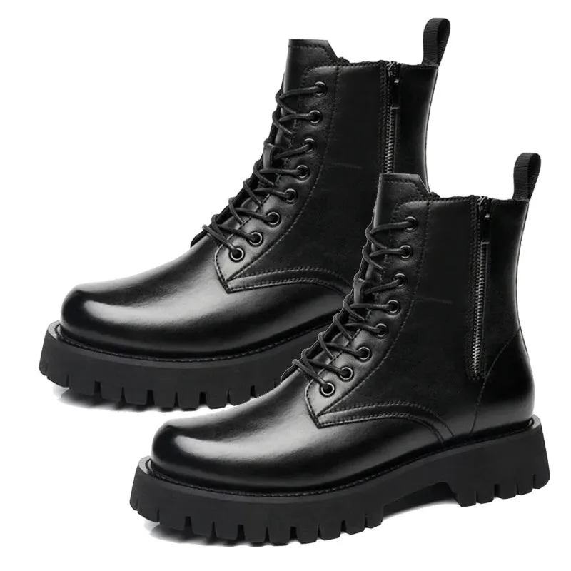 Winter Men Leather Boots High Heel