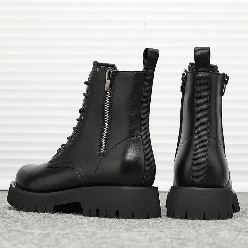 Winter Men Leather Boots High Heel