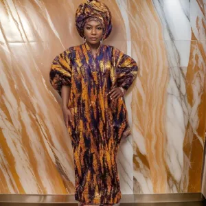 Women's African Print Jacquard  Kitenge Dress
