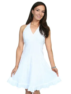 Women's Cantina Collection Dress: Halter Style with Ruffle Hem, White