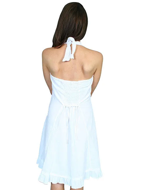 Women's Cantina Collection Dress: Halter Style with Ruffle Hem, White