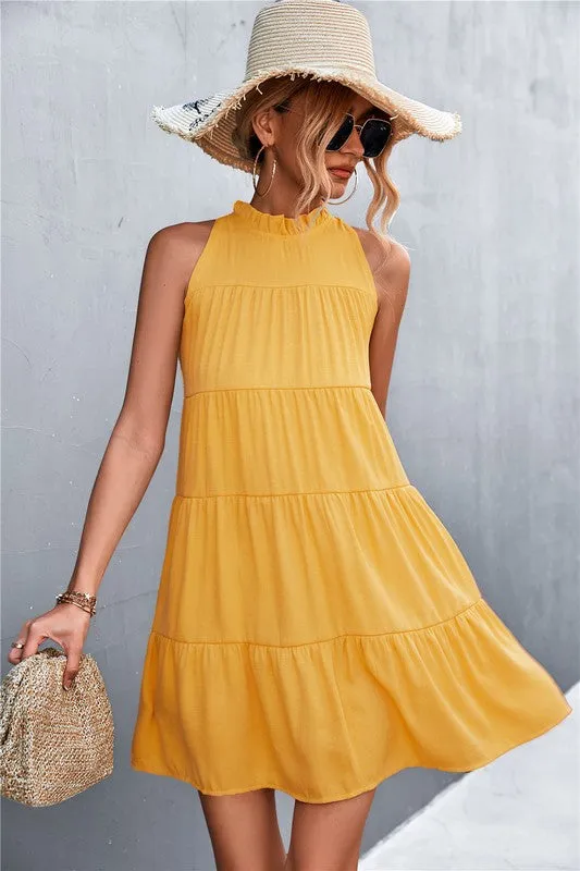 Women's Sleeveless Halter Dress A-line Dress