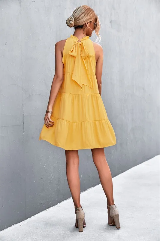 Women's Sleeveless Halter Dress A-line Dress