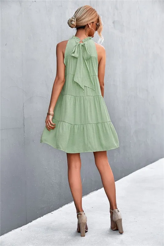 Women's Sleeveless Halter Dress A-line Dress