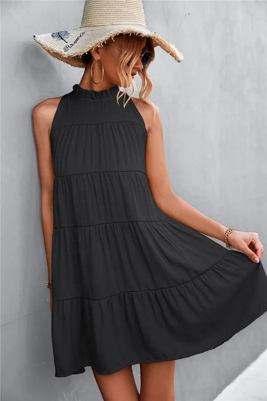 Women's Sleeveless Halter Dress A-line Dress