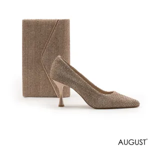 WOVEN TEXTURED FABRIC HIGH-HEEL SHOES,MINI WOVEN TEXTURED FABRIC WALLET WITH FLAP